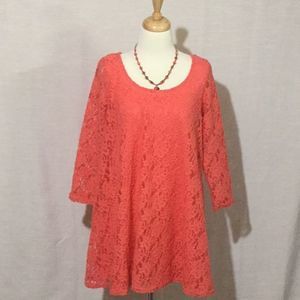 derek❤️Heart Coral Lace Dress Fully Lined
